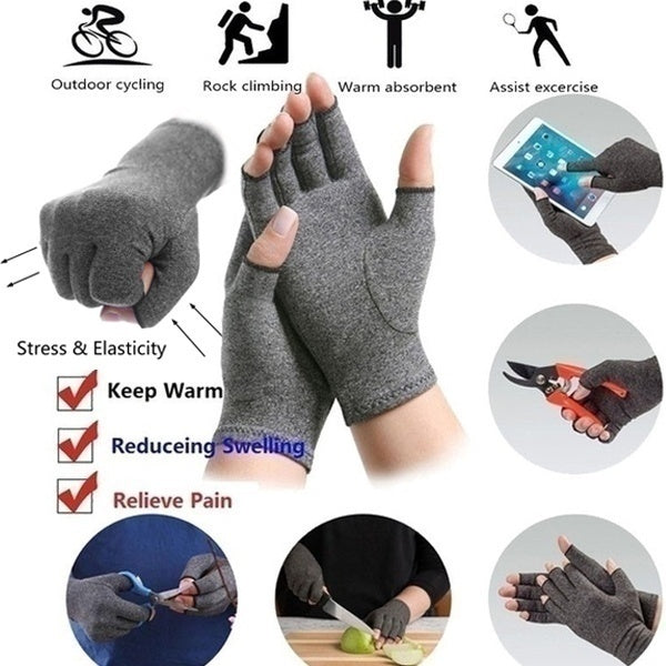 1 Pair Compression Arthritis Gloves Premium Arthritic Joint Pain Relief Hand Gloves Therapy Open Fingers Compression Gloves